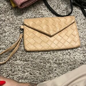 Tan Woven Clutch Bag